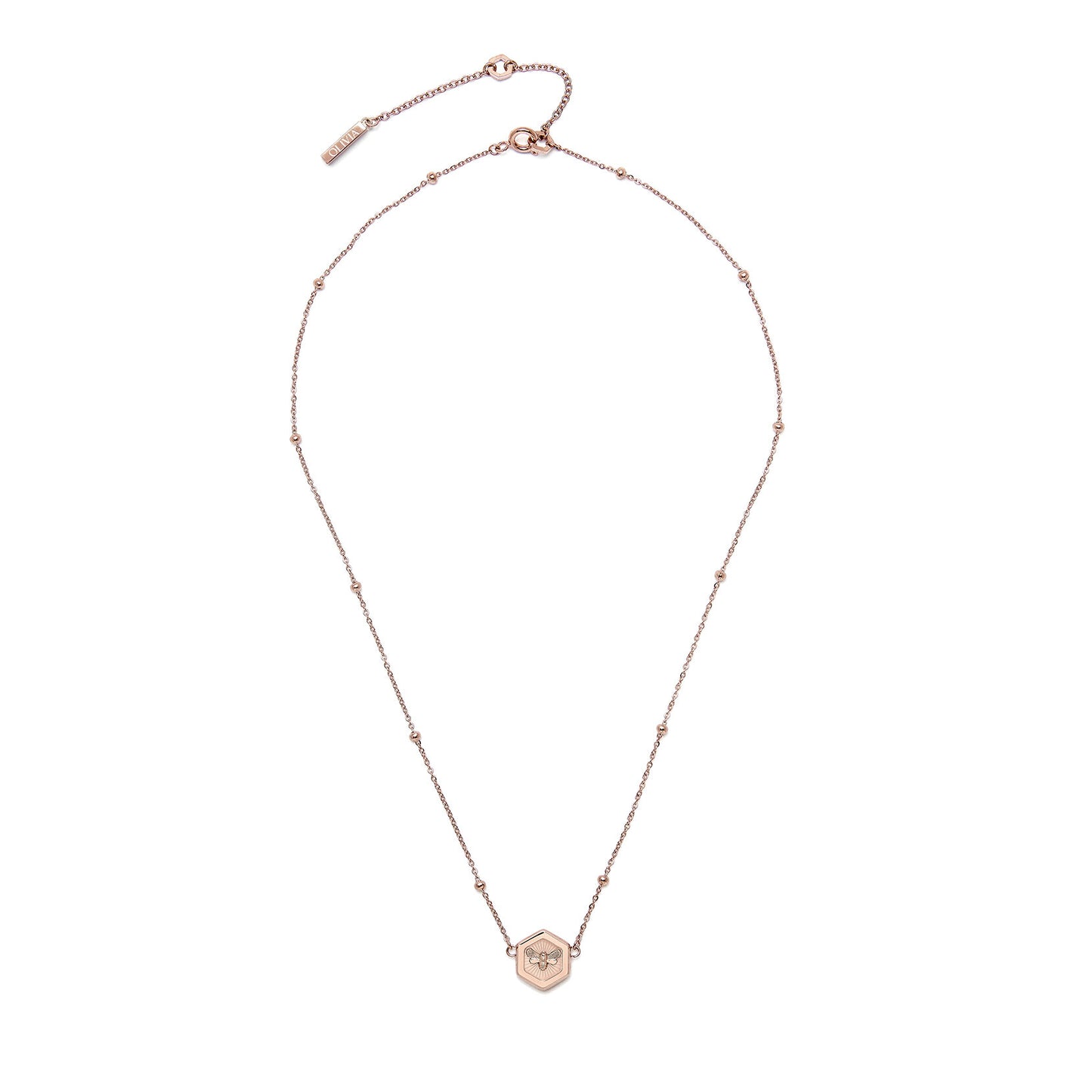 Olivia Burton Signature Minima Bee Carnation Gold Pendant Necklace