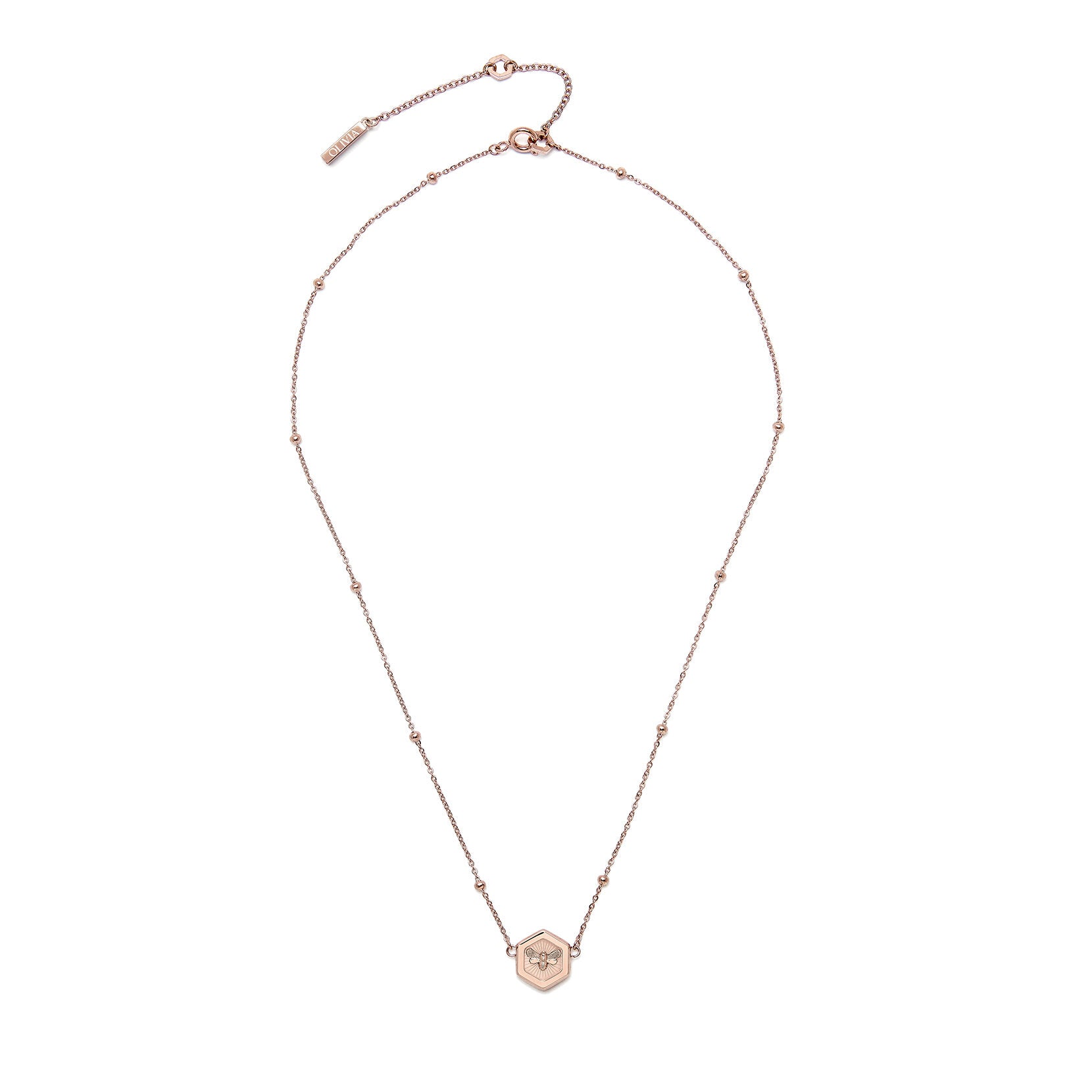 Olivia Burton Signature Minima Bee Carnation Gold Pendant Necklace