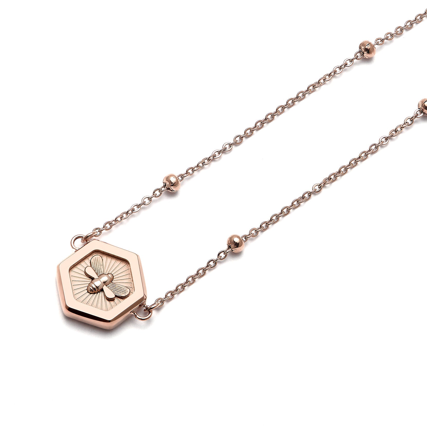 Olivia Burton Signature Minima Bee Carnation Gold Pendant Necklace