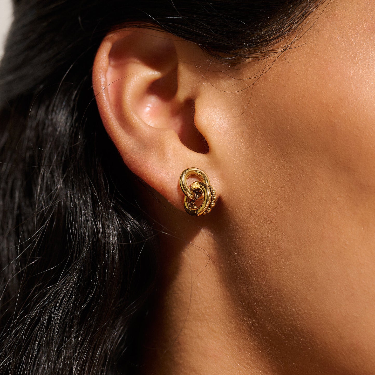 Olivia Burton Classic Vintage Bead Gold Interlinked Circle Earrings