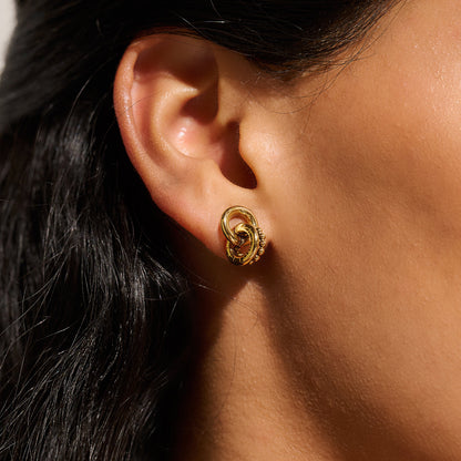 Olivia Burton Classic Vintage Bead Gold Interlinked Circle Earrings