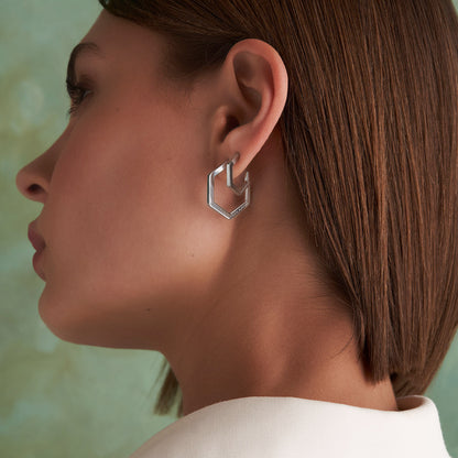 Olivia Burton Signature Honeycomb Silver Tone Small Hoop Earrings