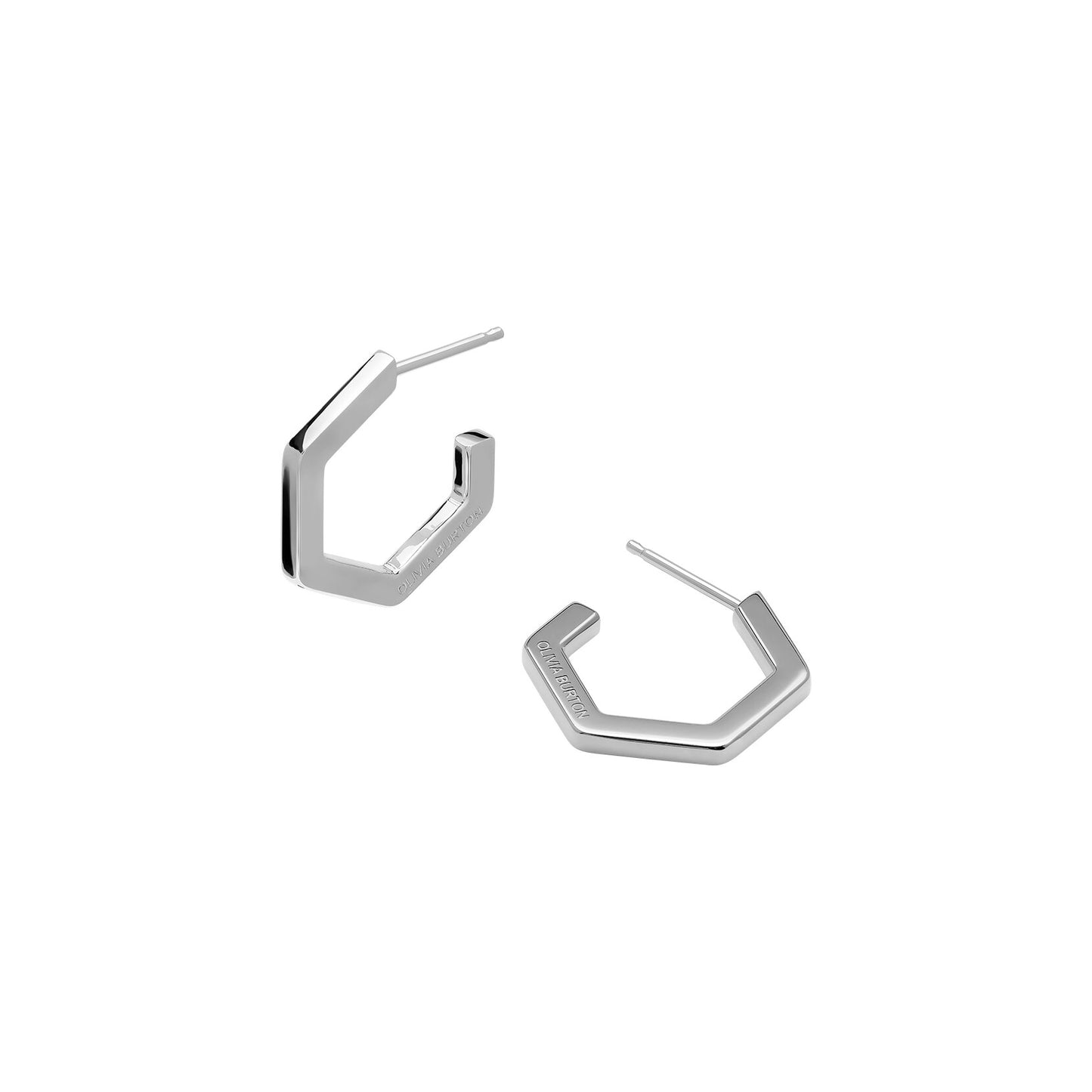 Olivia Burton Signature Honeycomb Silver Tone Small Hoop Earrings