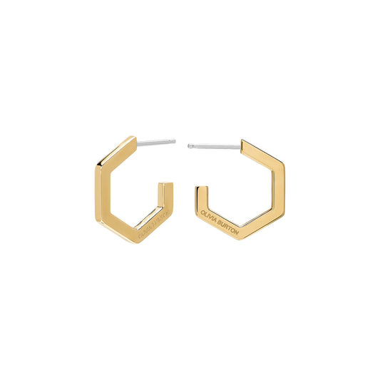Olivia Burton Signature Honeycomb Gold Plated Small Hoop Earrings