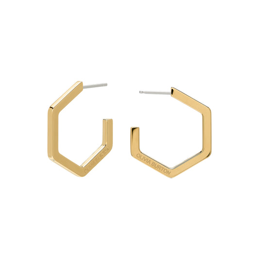 Olivia Burton Signature Honeycomb Gold Plated Large Hoop Earrings