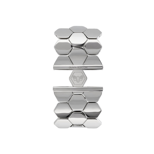 Olivia Burton Signature Honeycomb Silver Tone Cuff Bracelet