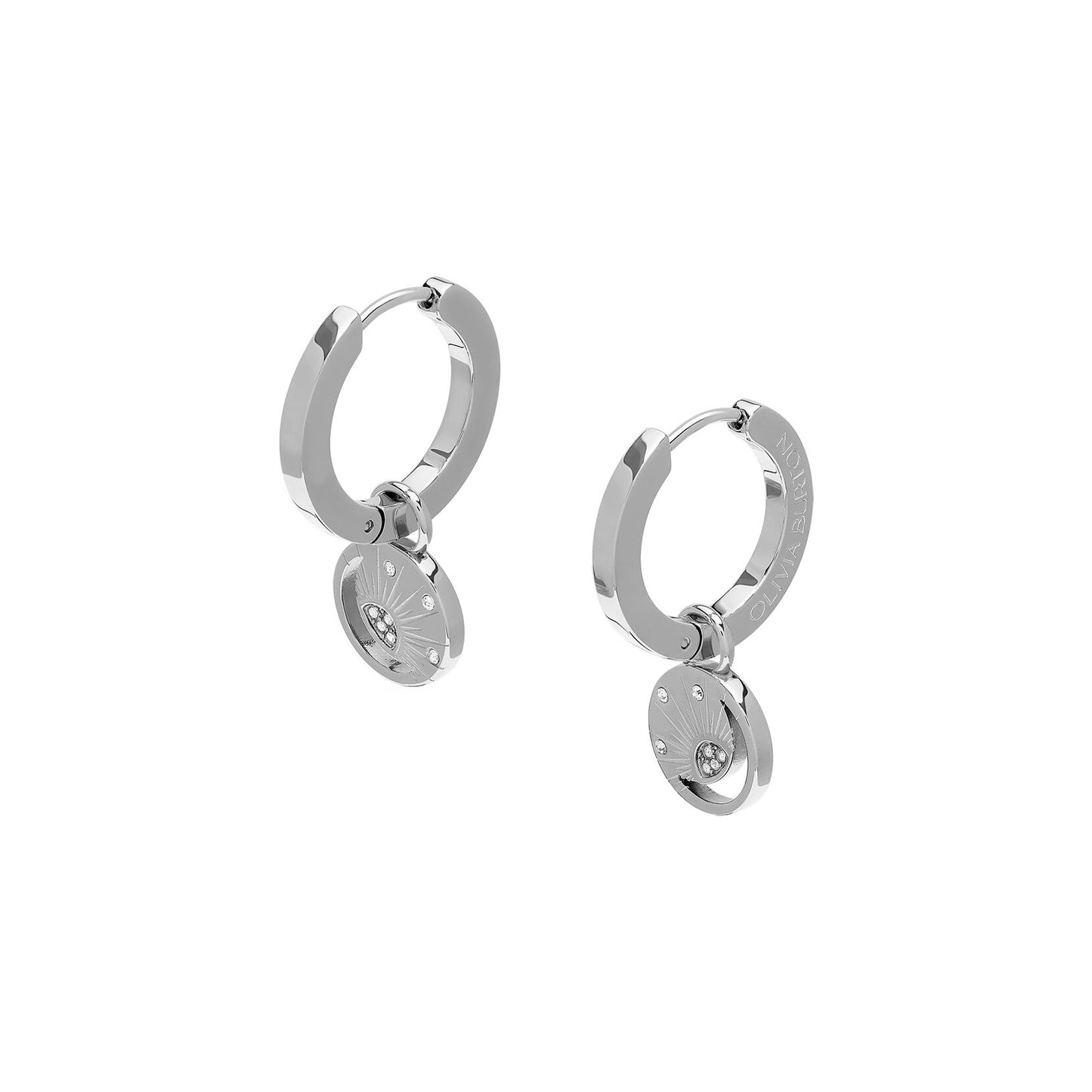 Olivia Burton Celestial Celestial Sun Silver Tone Hoop Earrings