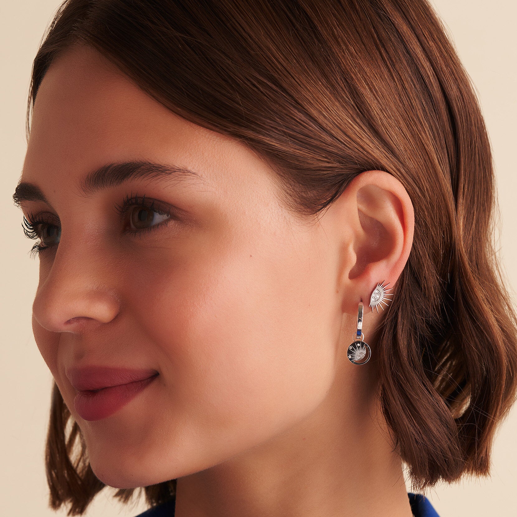 Olivia Burton Celestial Celestial Sun Silver Tone Hoop Earrings