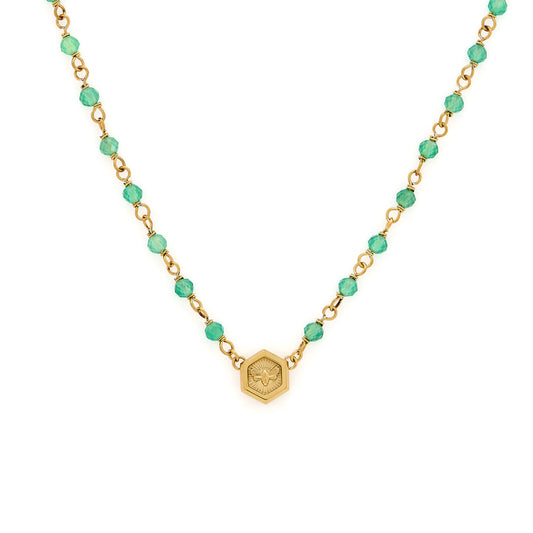 Olivia Burton Trend Edition Minima Bee Green & Gold Plated Beaded Charm Necklace