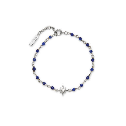 Olivia Burton Trend Edition North Star Blue & Silver Tone Beaded Charm Bracelet