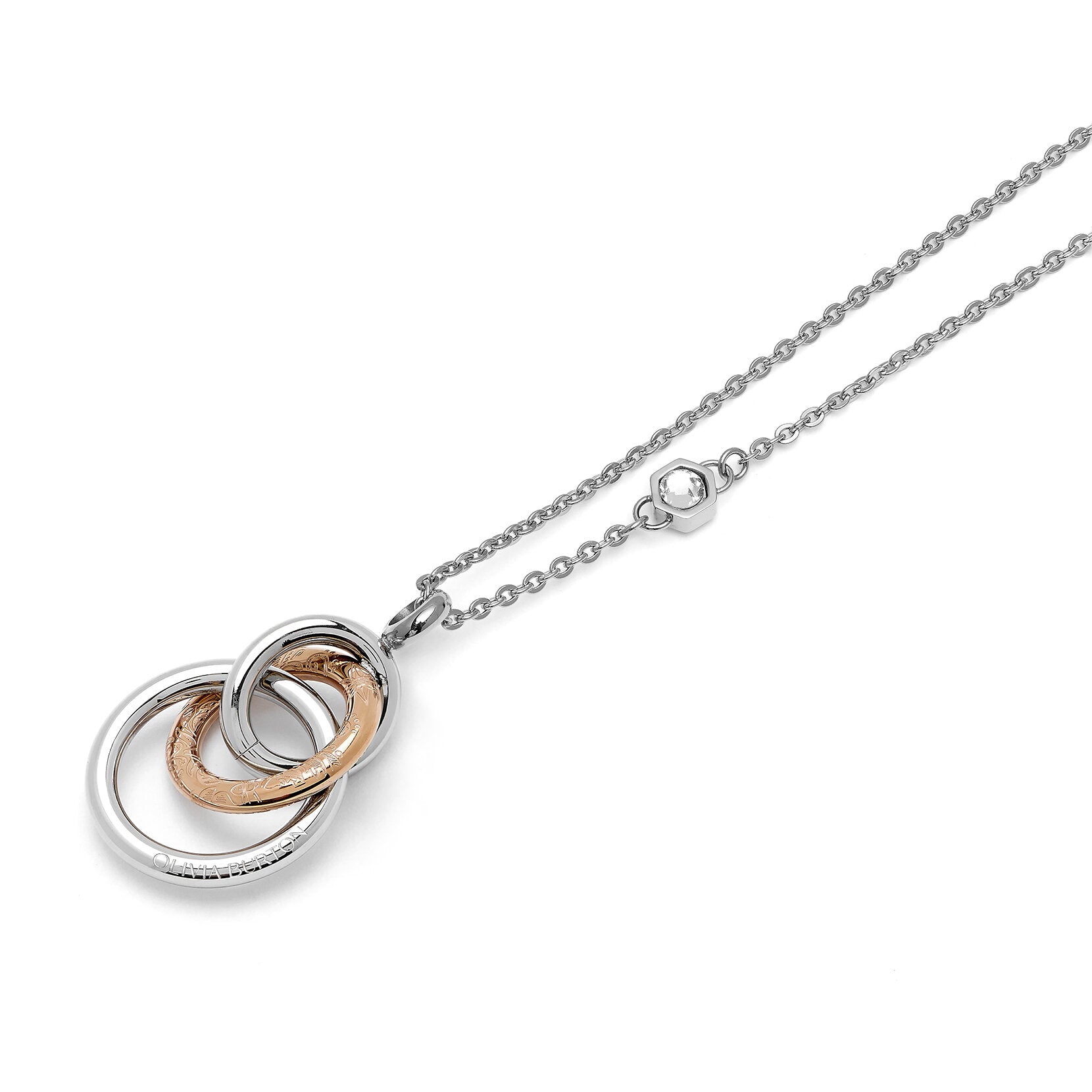 Olivia Burton Classic Encircle Silver & Rose Gold Plated Pendant Necklace