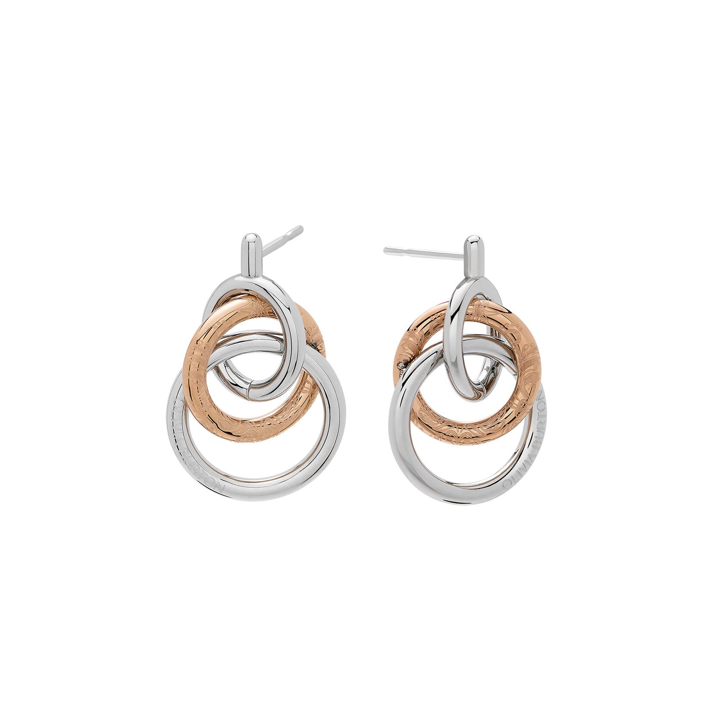 Olivia Burton Classic Encircle Silver & Rose Gold Plated Earrings