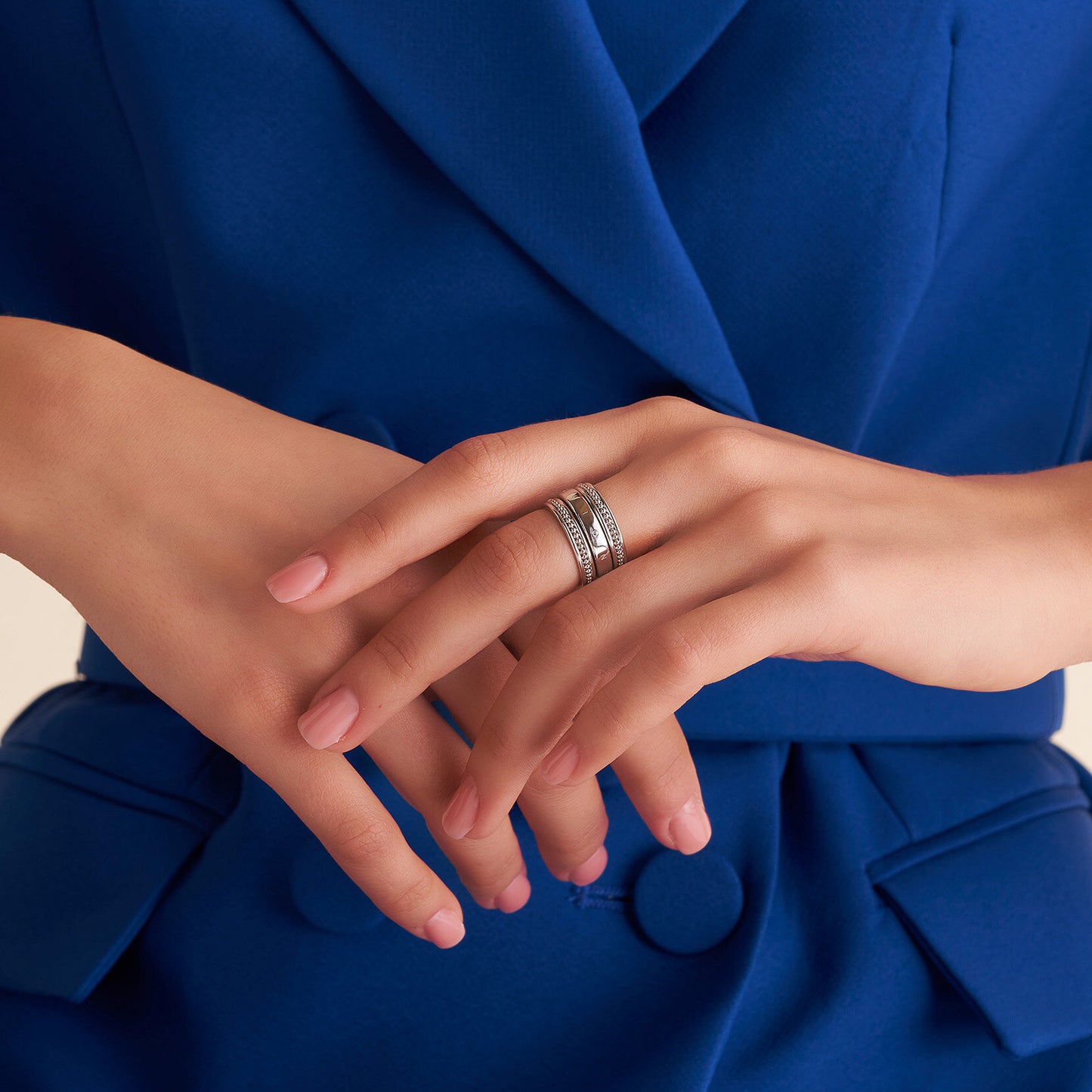 Olivia Burton Trend Edition Ever Stacked Silver Tone Rings S