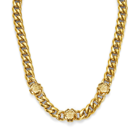 Olivia Burton Signature Tudor Rose Gold Plated Link Chain Necklace