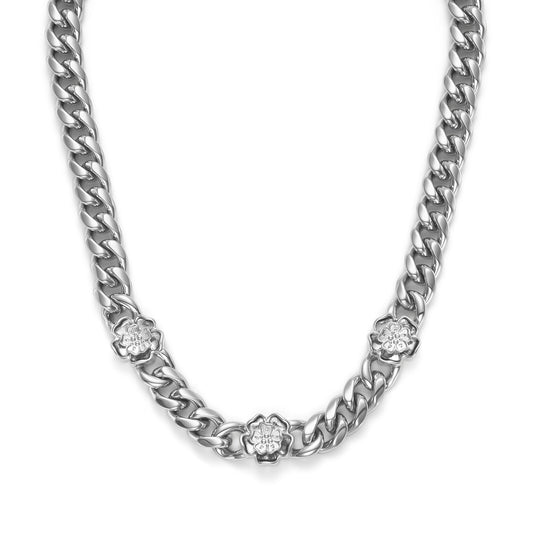 Olivia Burton Signature Tudor Rose Silver Tone Link Chain Necklace