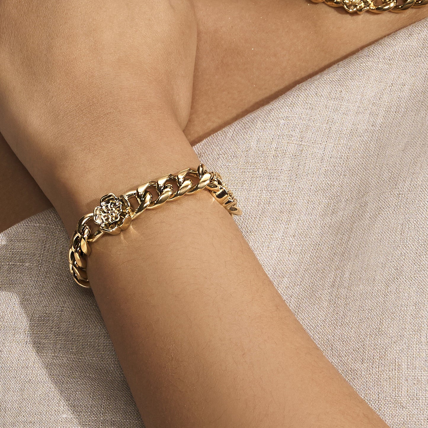 Olivia Burton Signature Tudor Rose Gold Plated Link Chain Bracelet