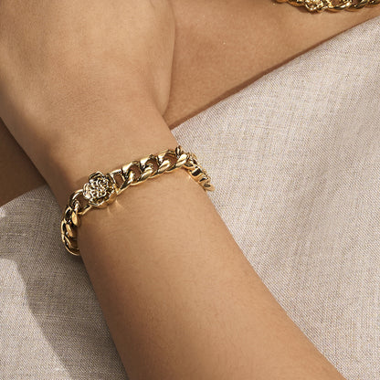 Olivia Burton Signature Tudor Rose Gold Plated Link Chain Bracelet