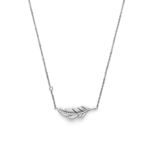 Olivia Burton Signature Feather Silver Tone Necklace