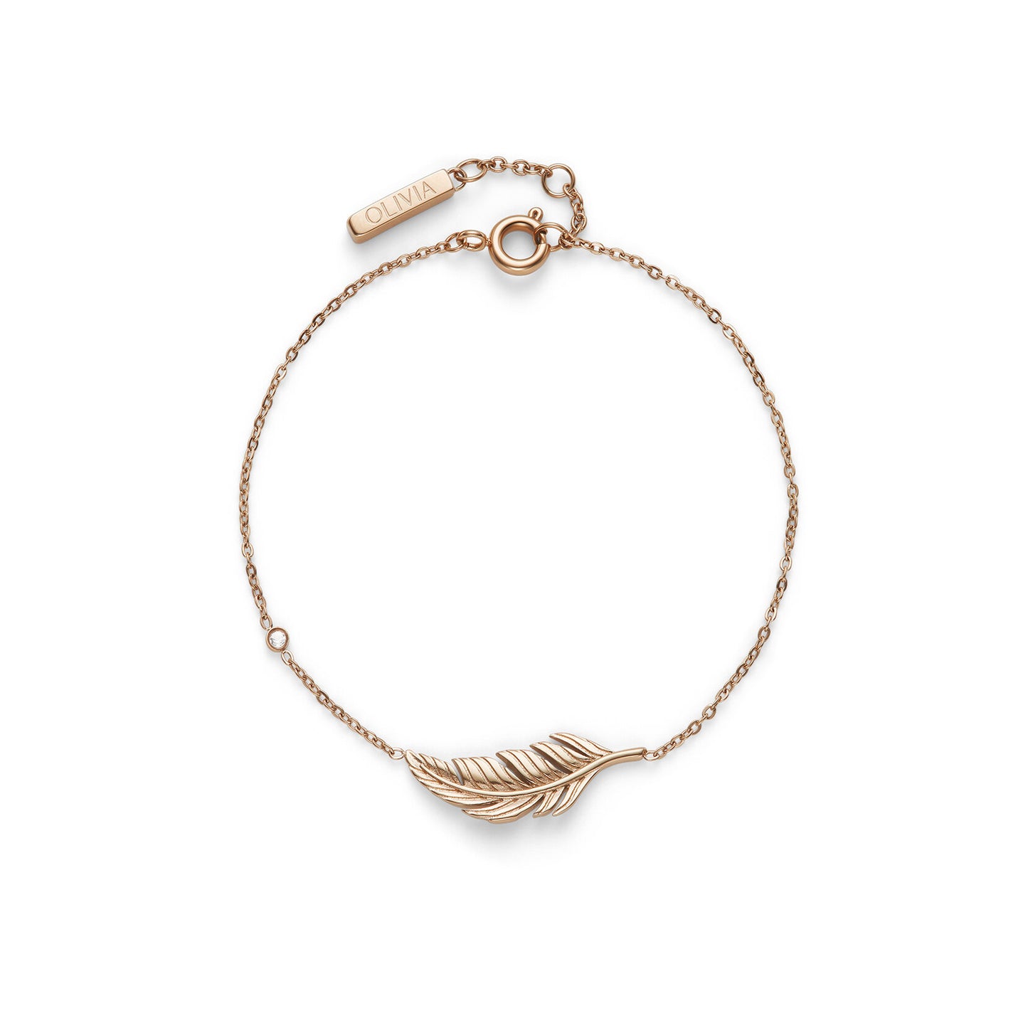 Olivia Burton Signature Feather Rose Gold Plated Bracelet