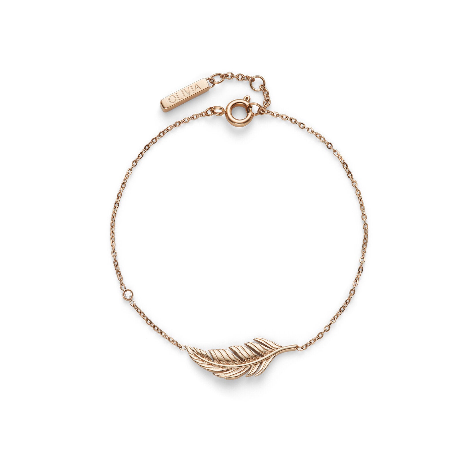 Olivia Burton Signature Feather Rose Gold Plated Bracelet