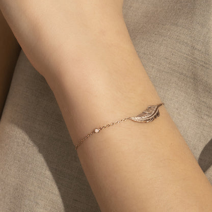 Olivia Burton Signature Feather Rose Gold Plated Bracelet