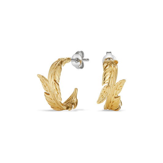 Olivia Burton Signature Feather Gold Plated Hoop Earrings