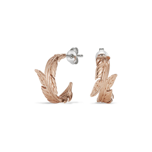 Olivia Burton Signature Feather Rose Gold Plated Hoop Earrings