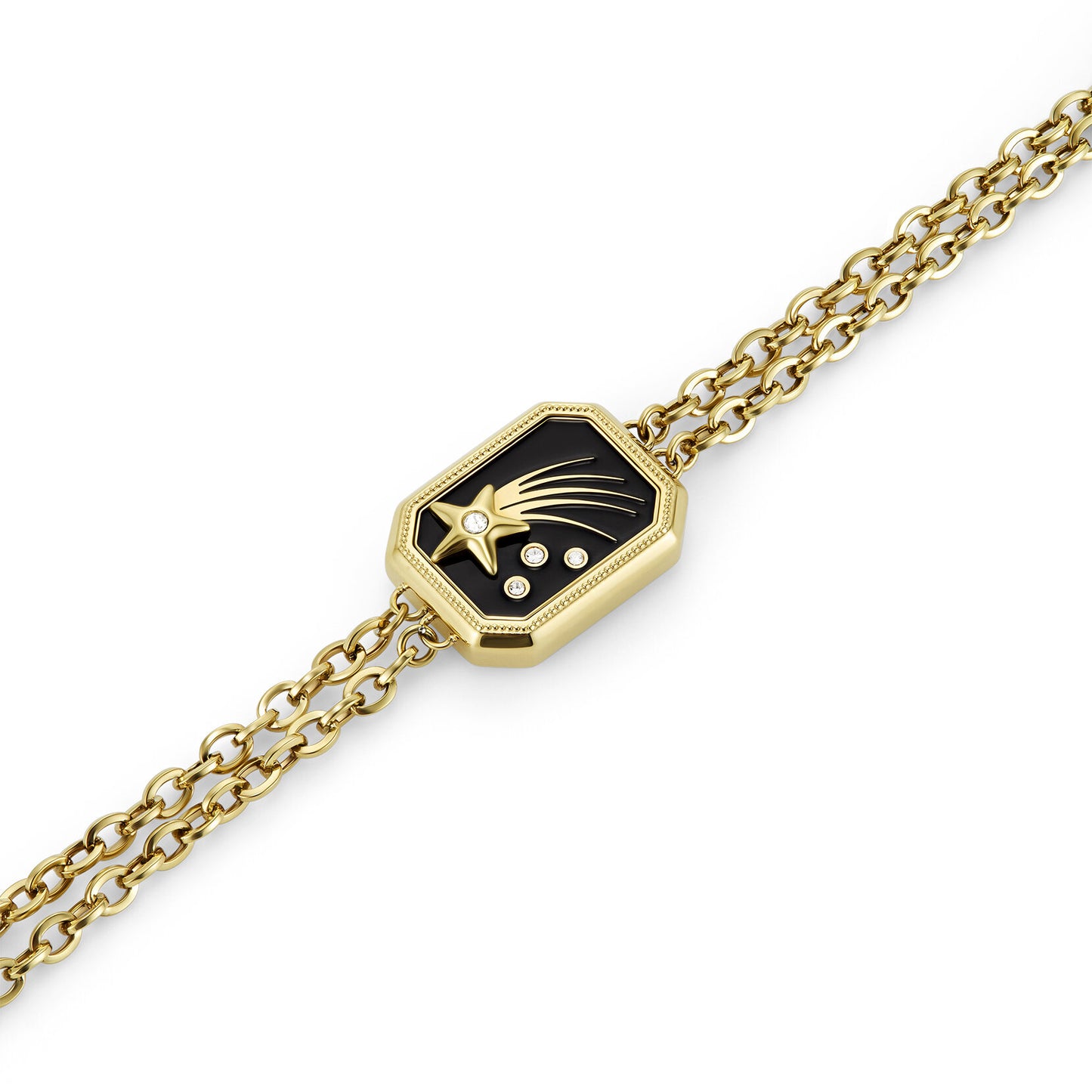 Olivia Burton Signature Shooting Star Onyx & Gold Plated Bracelet