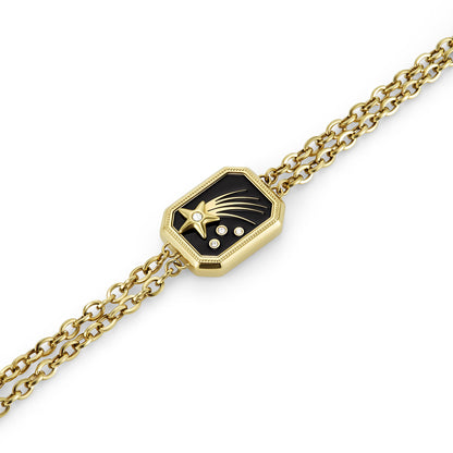 Olivia Burton Signature Shooting Star Onyx & Gold Plated Bracelet