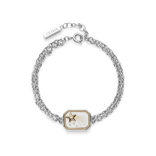 Olivia Burton Signature Shooting Star Ivory & Silver Tone Bracelet