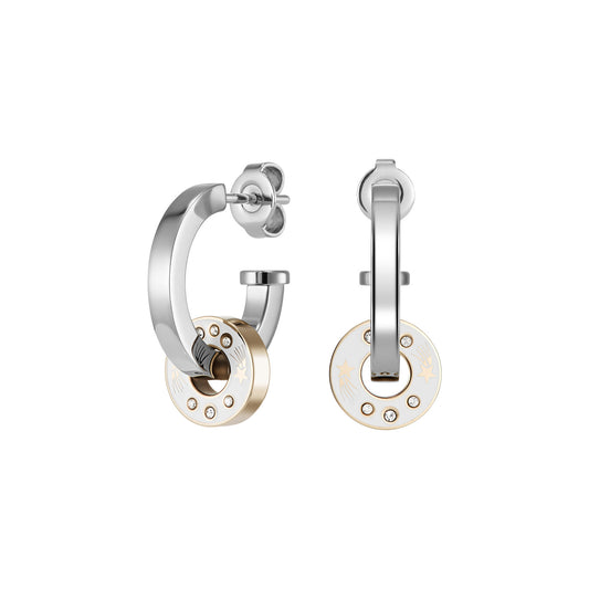 Olivia Burton Signature Shooting Star Ivory & Silver Tone Hoop Earrings