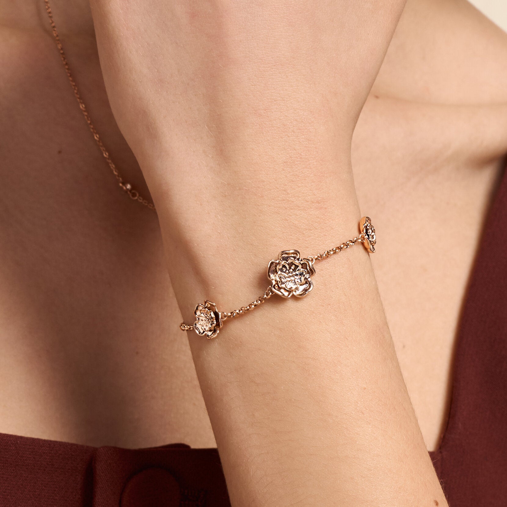 Olivia Burton Signature Tudor Rose Rose Gold Plated Bracelet
