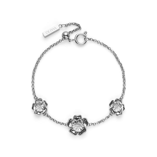 Olivia Burton Signature Tudor Rose Silver Tone Bracelet