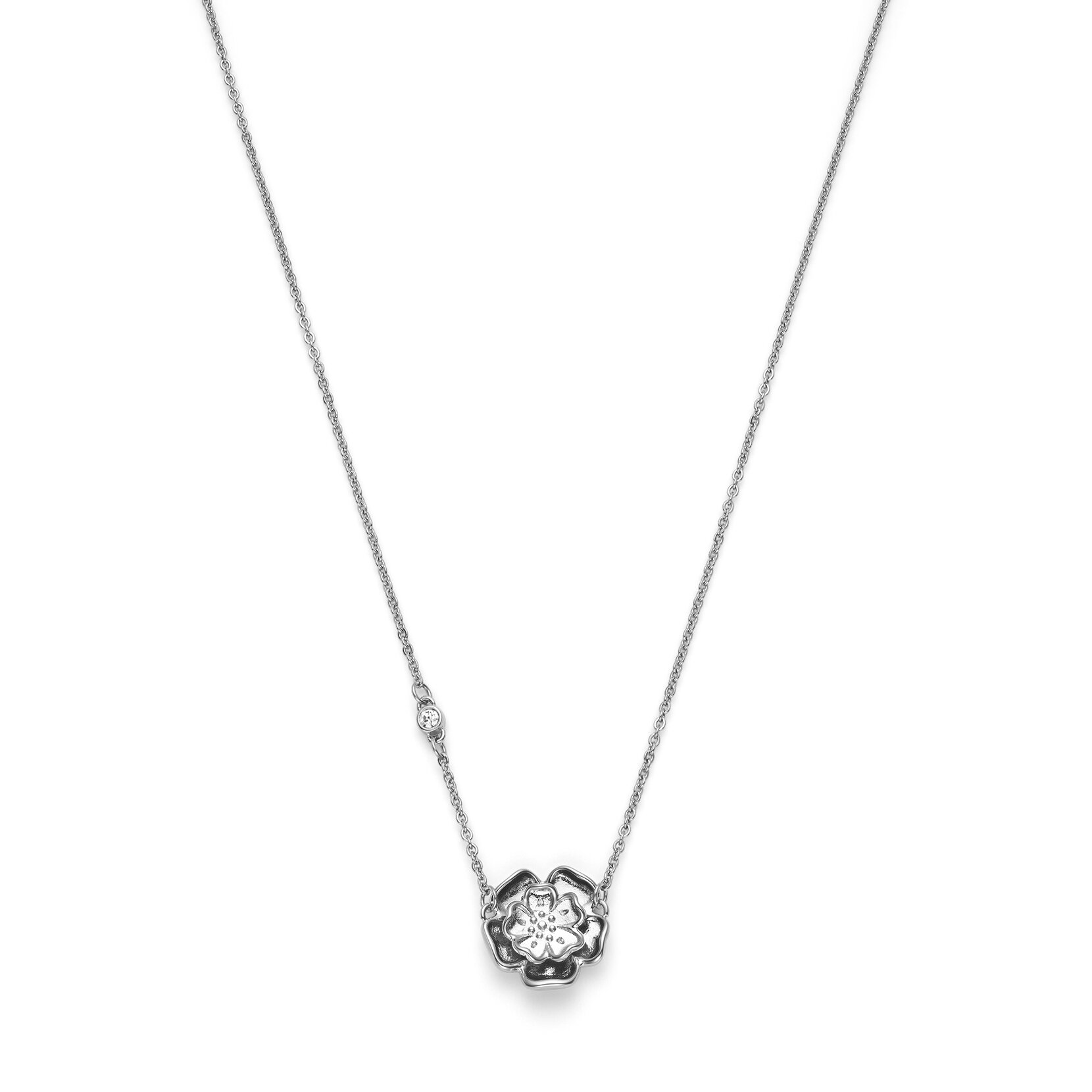 Olivia Burton Signature Tudor Rose Silver Tone Pendant Necklace