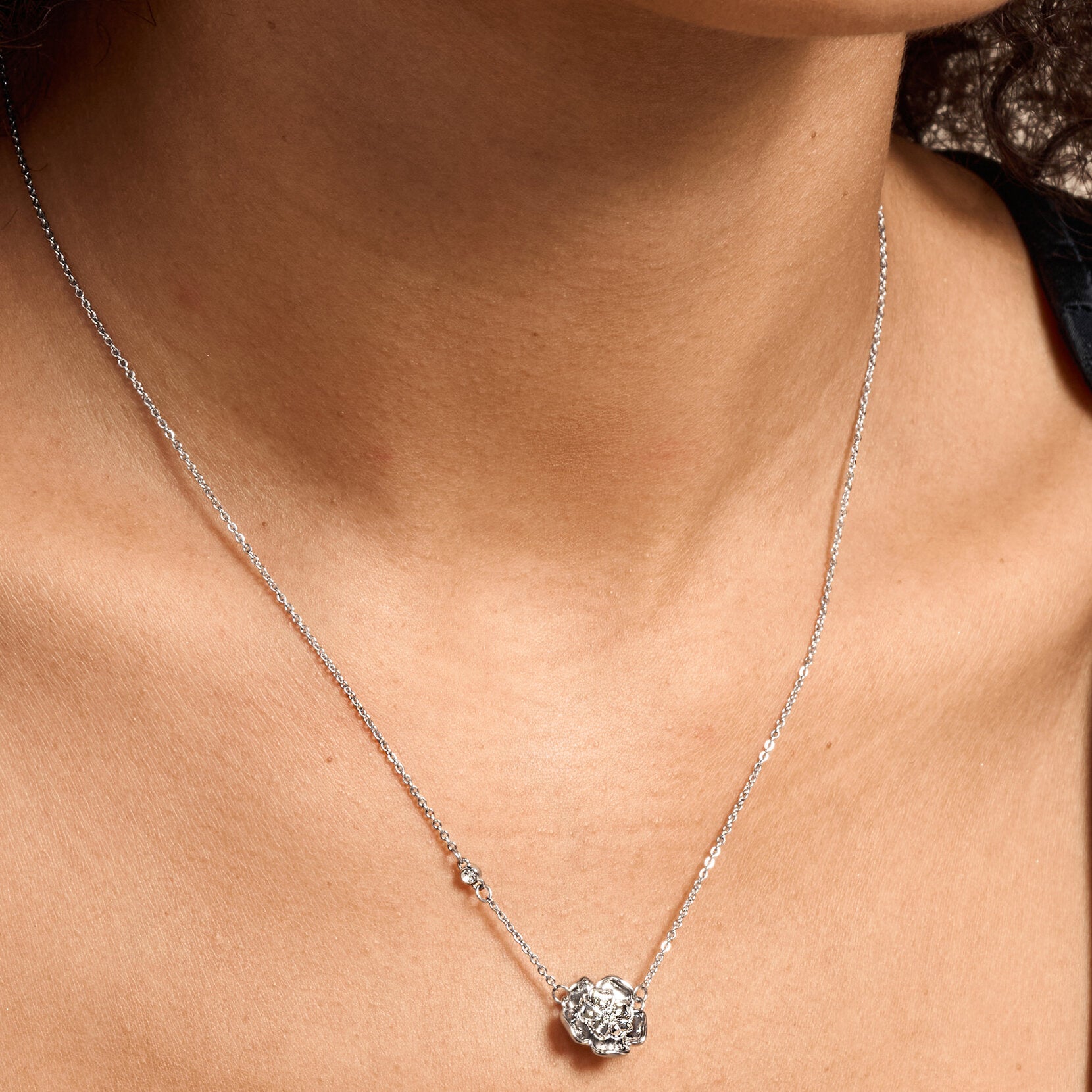 Olivia Burton Signature Tudor Rose Silver Tone Pendant Necklace