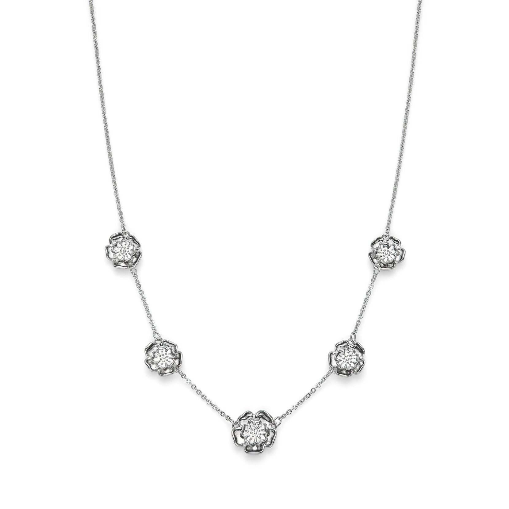 Olivia Burton Signature Tudor Rose Silver Tone Multi Station Necklace