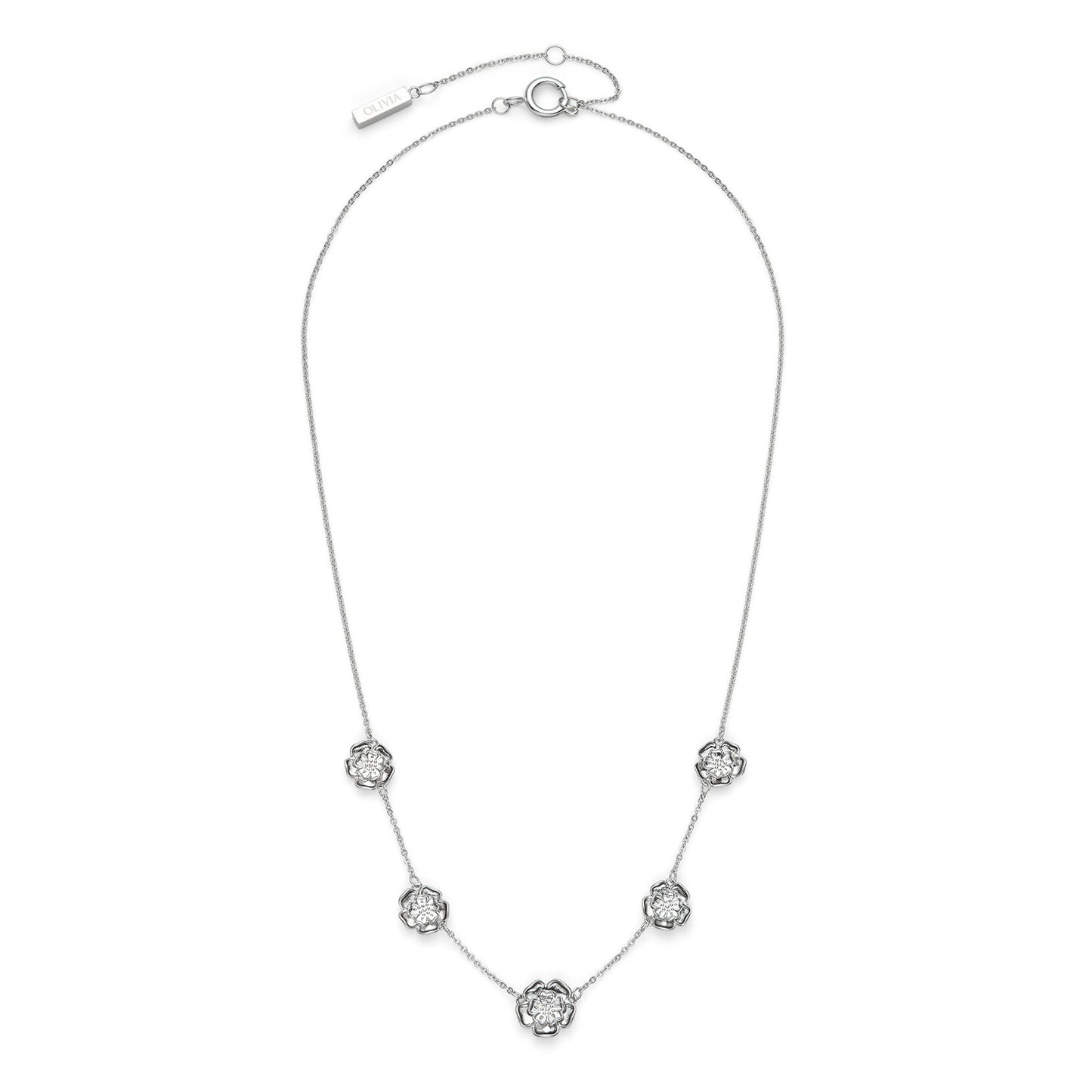 Olivia Burton Signature Tudor Rose Silver Tone Multi Station Necklace