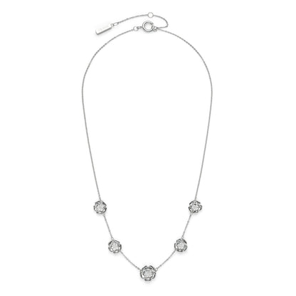 Olivia Burton Signature Tudor Rose Silver Tone Multi Station Necklace