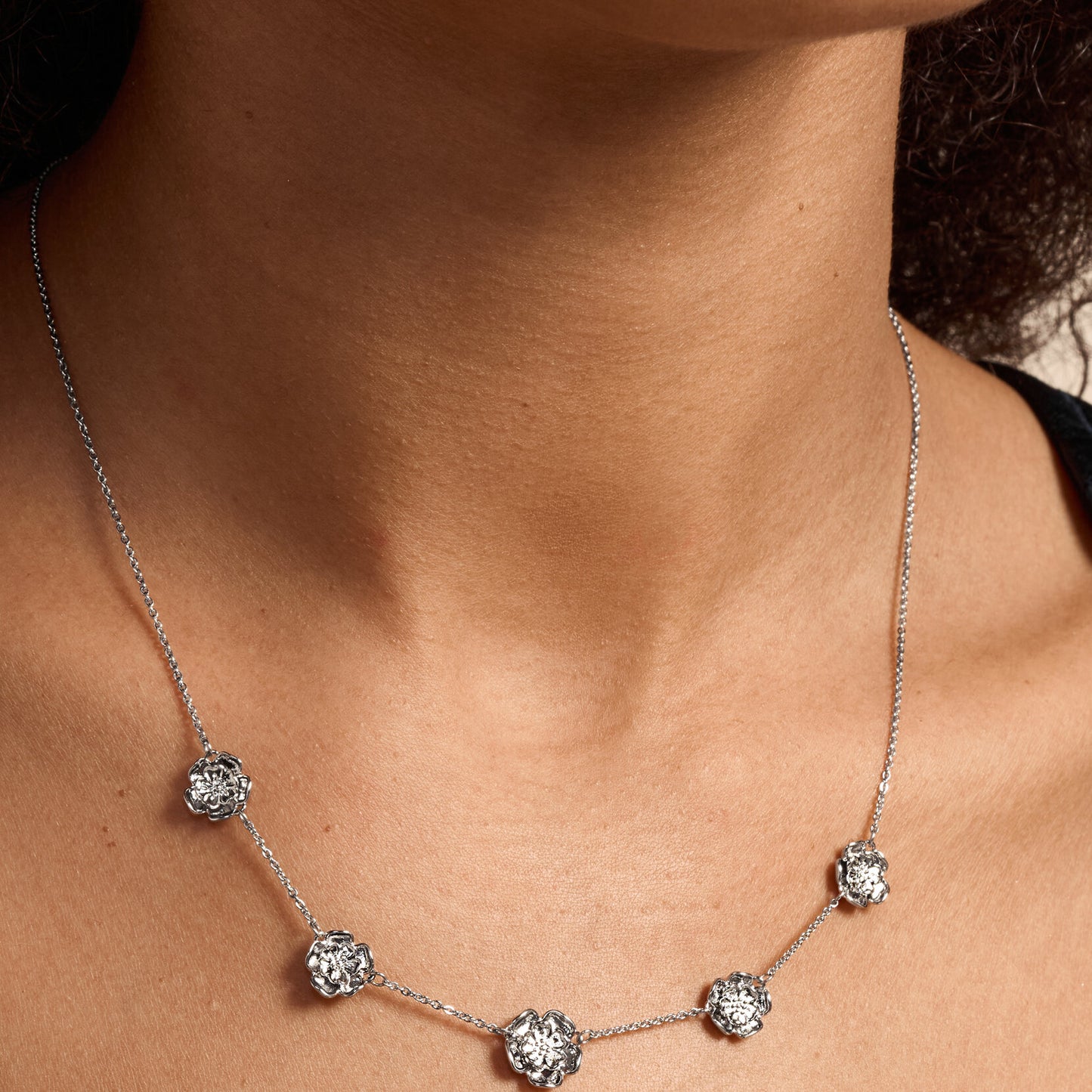 Olivia Burton Signature Tudor Rose Silver Tone Multi Station Necklace