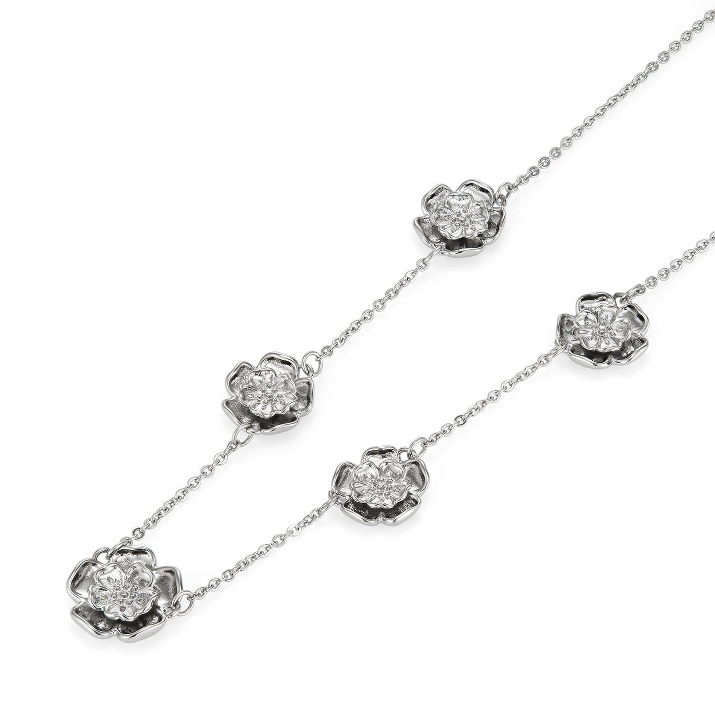 Olivia Burton Signature Tudor Rose Silver Tone Multi Station Necklace