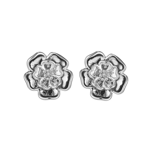 Olivia Burton Signature Tudor Rose Silver Tone Stud Earrings