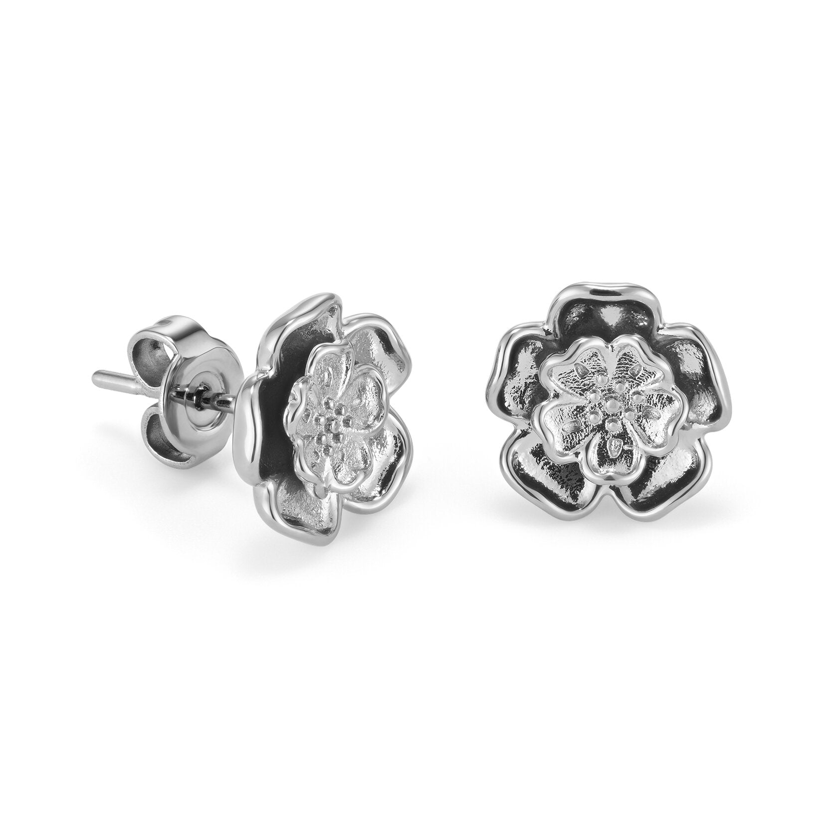 Olivia Burton Signature Tudor Rose Silver Tone Stud Earrings