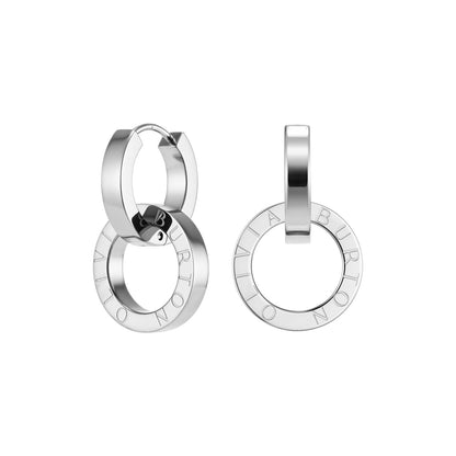 Olivia Burton Signature Honeycomb Toggle Silver Tone Hoop Earrings