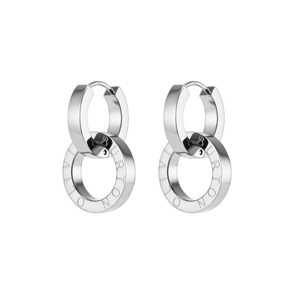 Olivia Burton Signature Honeycomb Toggle Silver Tone Hoop Earrings