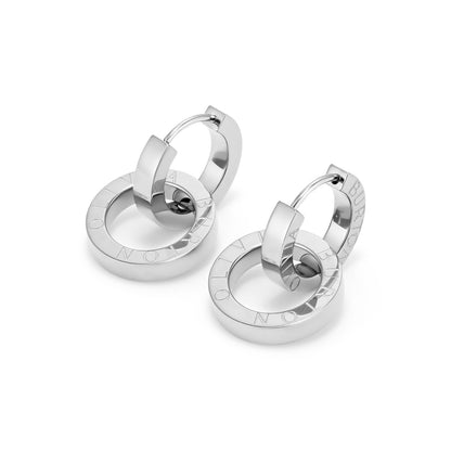 Olivia Burton Signature Honeycomb Toggle Silver Tone Hoop Earrings