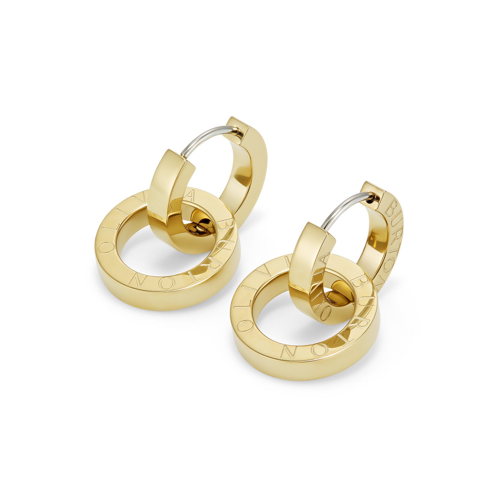 Olivia Burton Signature Honeycomb Toggle Gold Plated Hoop Earrings