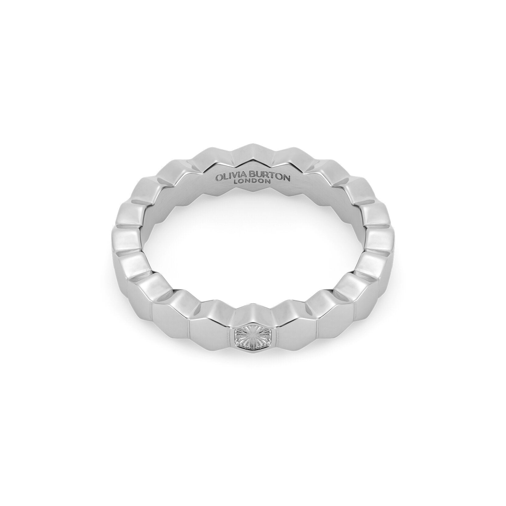 Olivia Burton Signature Petite Honeycomb Silver Tone Ring S