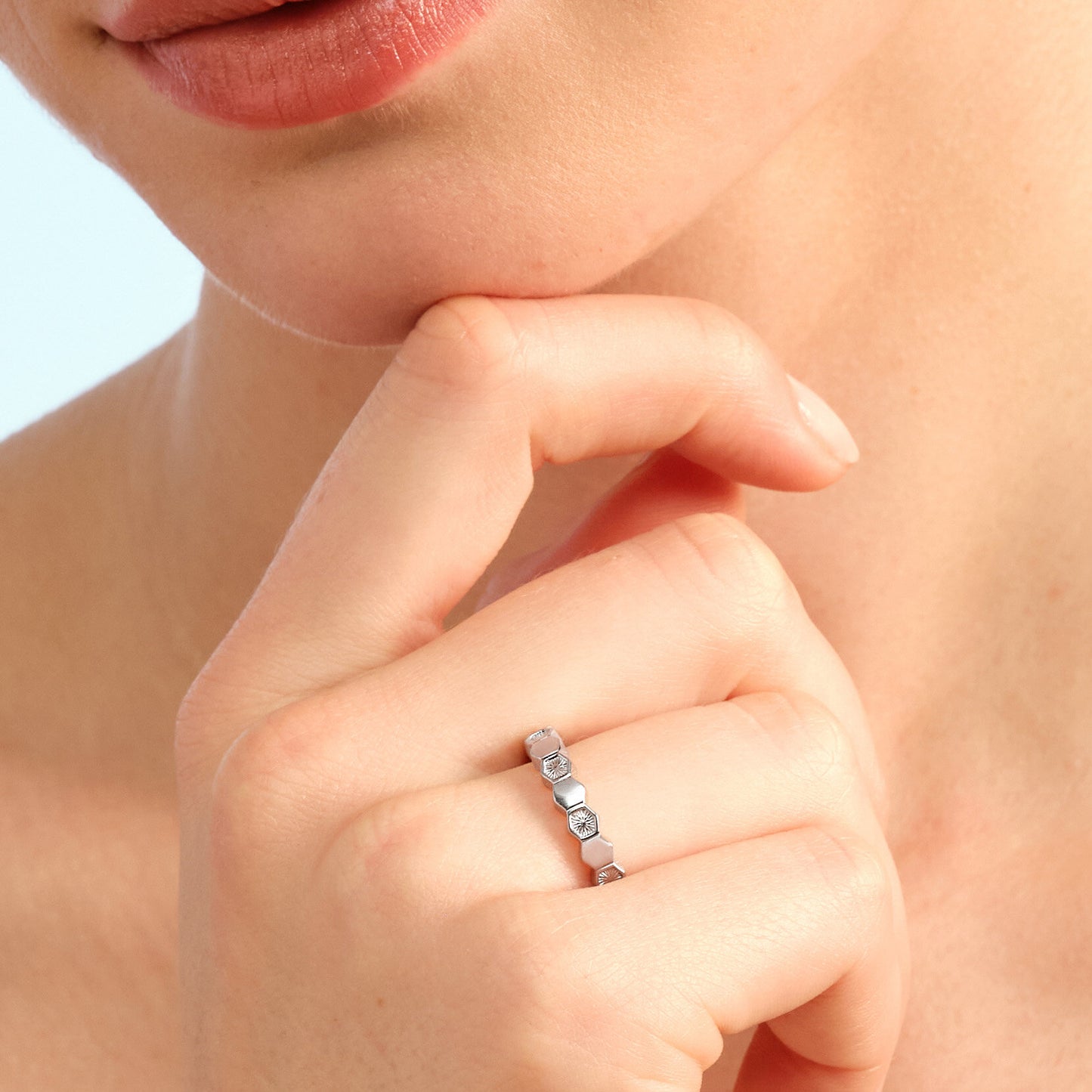 Olivia Burton Signature Petite Honeycomb Silver Tone Ring S