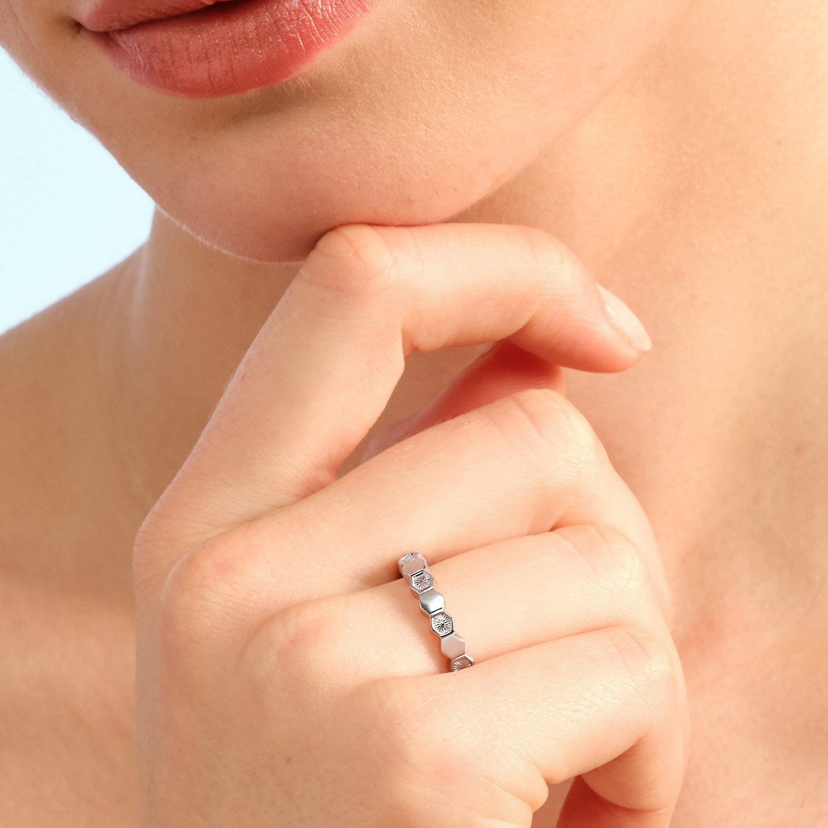 Olivia Burton Signature Petite Honeycomb Silver Tone Ring S