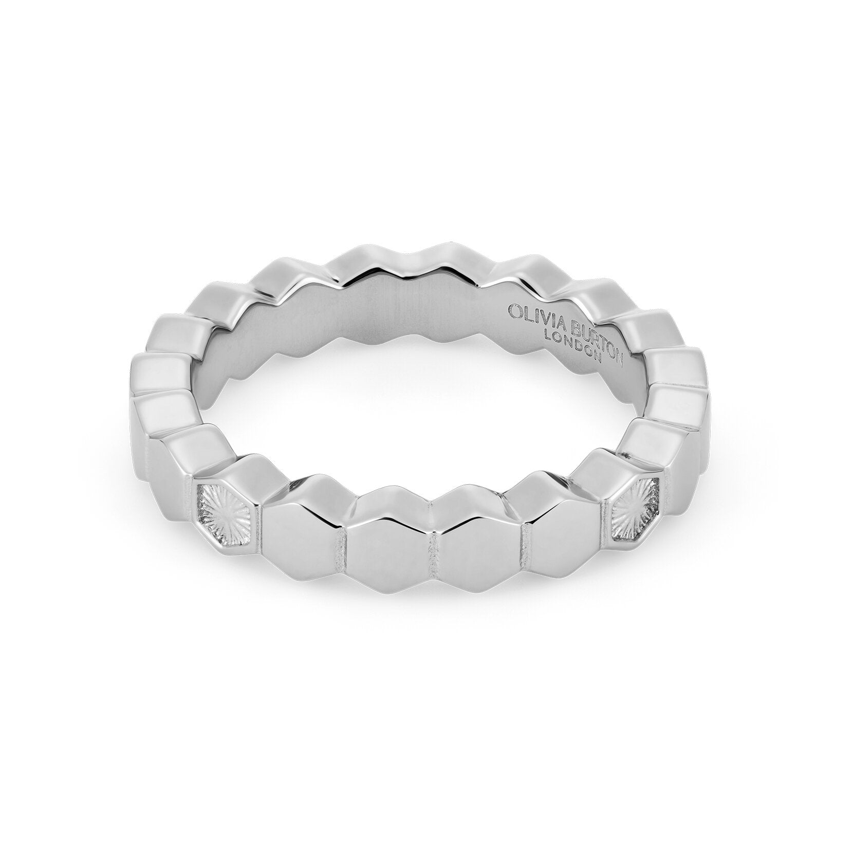 Olivia Burton Signature Petite Honeycomb Silver Tone Ring S